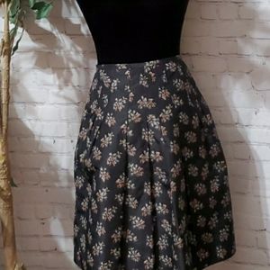 Rebecca Taylor 100% Silk Pleated Floral Skirt